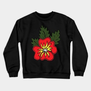 Single wild red pansy cartoon flower illustration Crewneck Sweatshirt